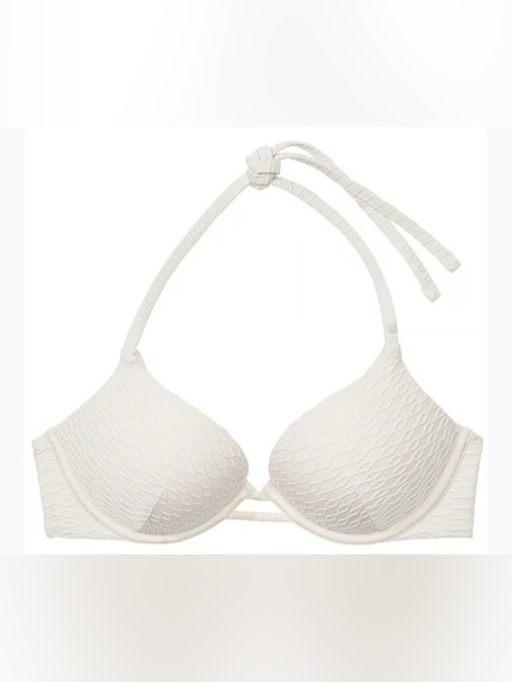 38C 38D 38DD Victoria's Secret Swim Bombshell PushUp Bikini Top White Fishnet